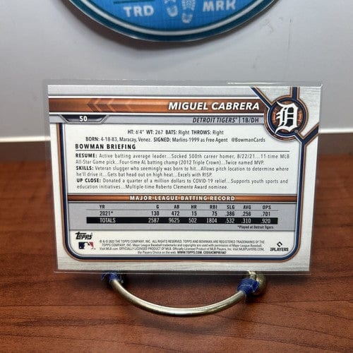 Cheap Sneaks Footwear/Sports Cards Baseball Card 2022 Bowman Baseball # 27 Miguel Cabrera Detroit Tigers Card# 50 Futur