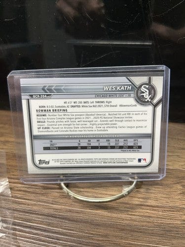 Cheap Sneaks Footwear/Sports Cards Baseball Card 2022  Bowman Chrome #BCP-204 Prospects Mojo Refractor Wes Kath White S