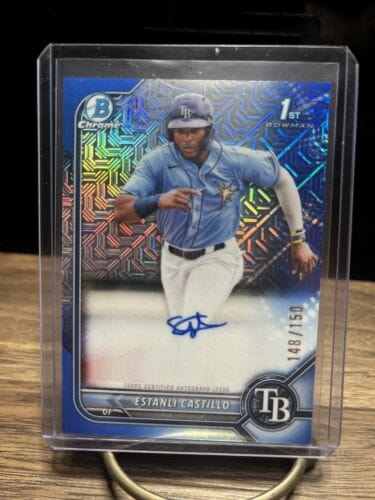 Cheap Sneaks Footwear/Sports Cards Baseball Card 2022 Bowman Chrome Estanli Castillo BLUE MOJO Refractor Auto 148/150