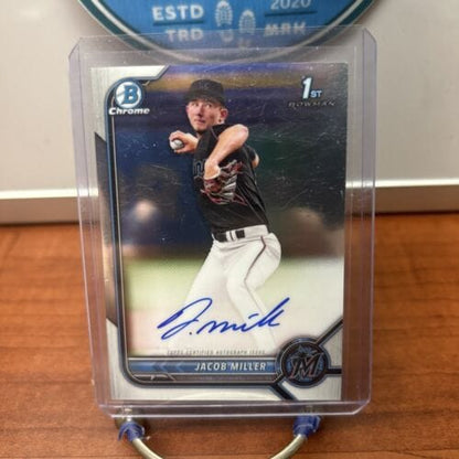 Cheap Sneaks Footwear/Sports Cards Baseball Card 2022 Bowman Chrome Jacob Miller Rookie Auto Card Miami Marlins Autogra