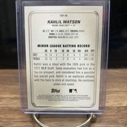 Cheap Sneaks Footwear/Sports Cards Baseball Card 2022 Bowman Platinum Prospect Kahlil Watson Miami Marlins #TOP-98