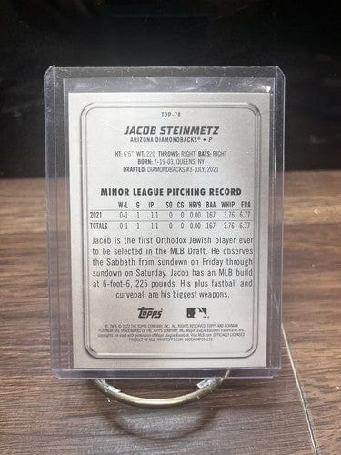 Cheap Sneaks Footwear/Sports Cards Baseball Card 2022 Bowman Platinum Prospects #TOP-78 Jacob Steinmetz Arizona Diamond