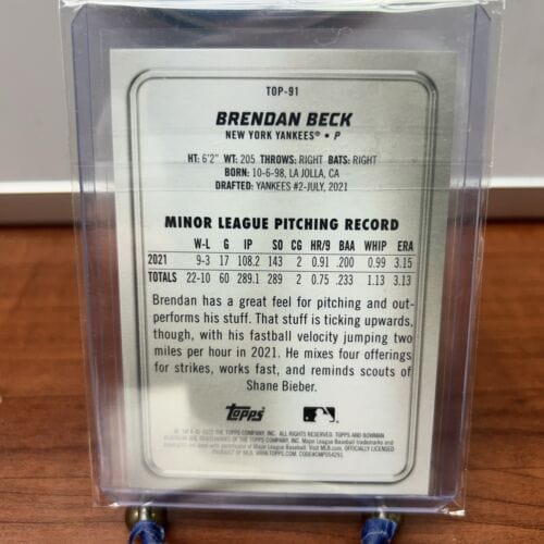 Cheap Sneaks Footwear/Sports Cards Baseball Card 2022 Bowman Platinum Top Prospects Brendan Beck New York Yankees #TOP-