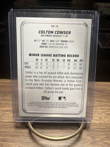 Cheap Sneaks Footwear/Sports Cards Baseball Card 2022 Bowman Platinum Top Prospects Colton Cowser #TOP-76 Orioles
