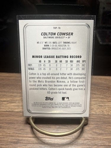 Cheap Sneaks Footwear/Sports Cards Baseball Card 2022 Bowman Platinum Top Prospects Colton Cowser #TOP-76 Orioles