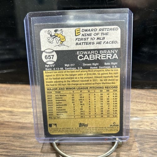 Cheap Sneaks Footwear/Sports Cards Baseball Card 2022 Heritage High Number Base #657 Edward Cabrera - Miami Marlins RC