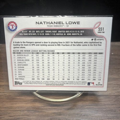 Cheap Sneaks Footwear/Sports Cards Baseball Card 2022 Topps Baseball # 551 Nathaniel Lowe