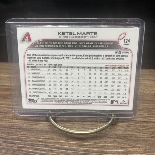 Cheap Sneaks Footwear/Sports Cards Baseball Card 2022 Topps Chrome Base #124 Ketel Marte - Arizona Diamondbacks