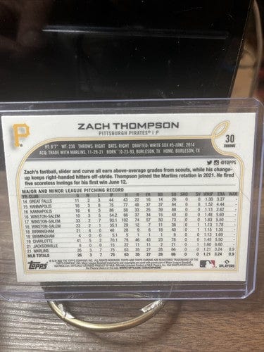 Cheap Sneaks Footwear/Sports Cards Baseball Card 2022 Topps Chrome Base #30 Zach Thompson - Pittsburgh Pirates