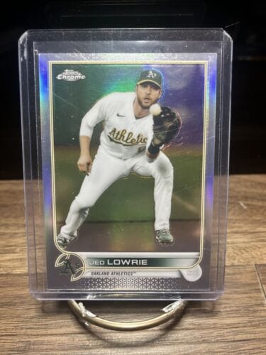 Cheap Sneaks Footwear/Sports Cards Baseball Card 2022 Topps Chrome Base Refractor #140 Jed Lowrie Oakland Athletics