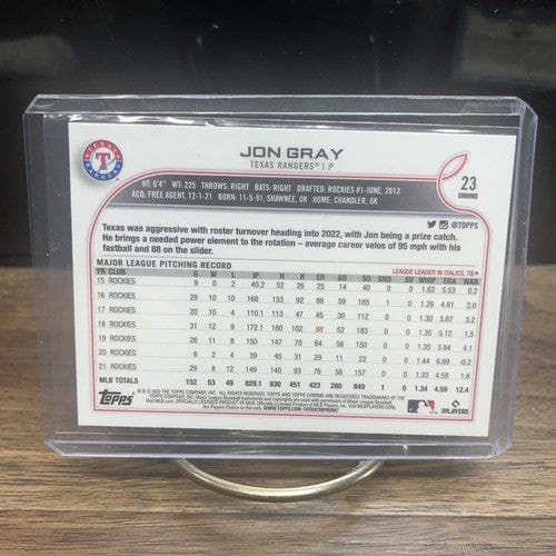 Cheap Sneaks Footwear/Sports Cards Baseball Card 2022 Topps Chrome Baseball Jon Gray Base #23 Texas Rangers
