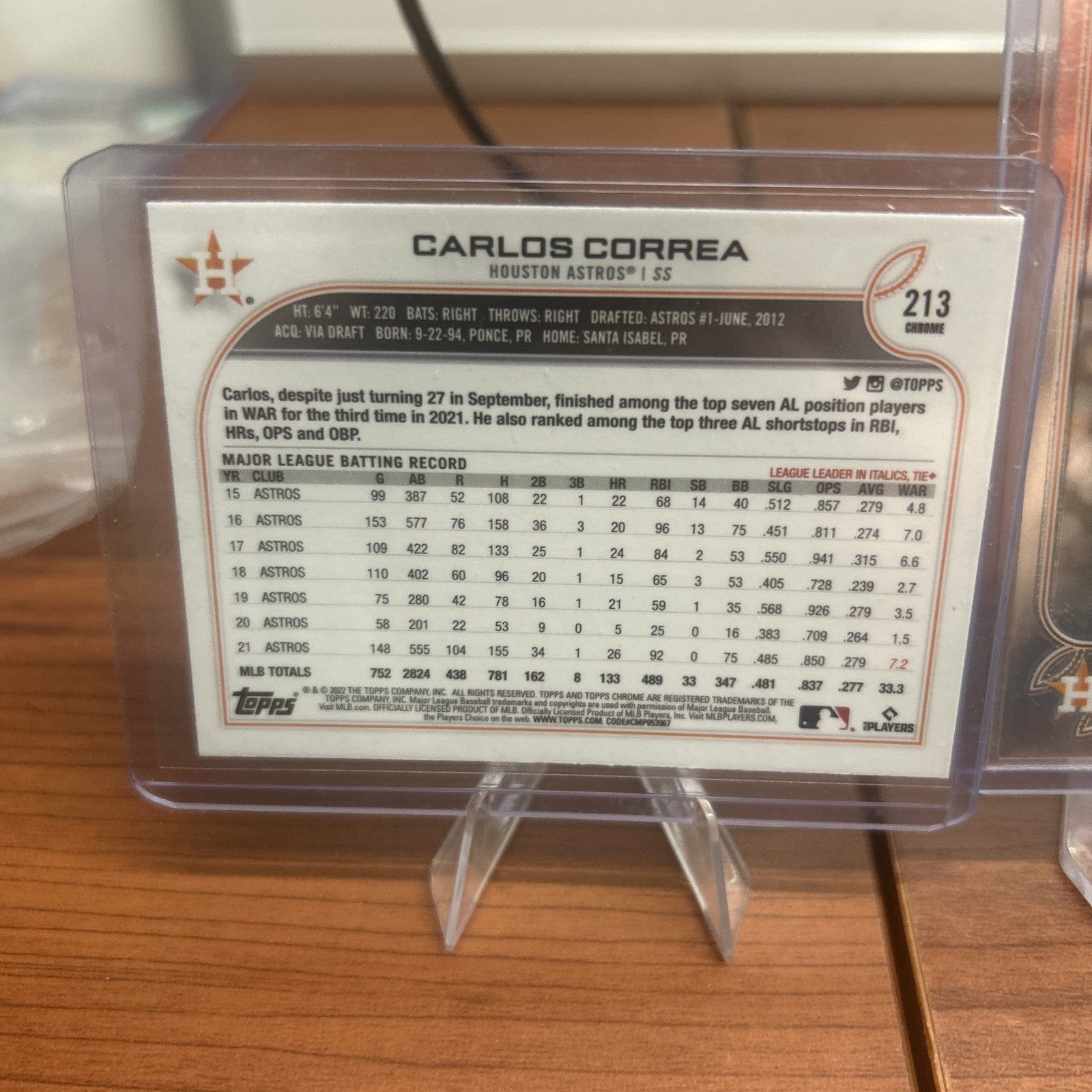 Cheap Sneaks Footwear/Sports Cards Baseball Card 2022 Topps Chrome Carlos Correa #213  Houston Astros