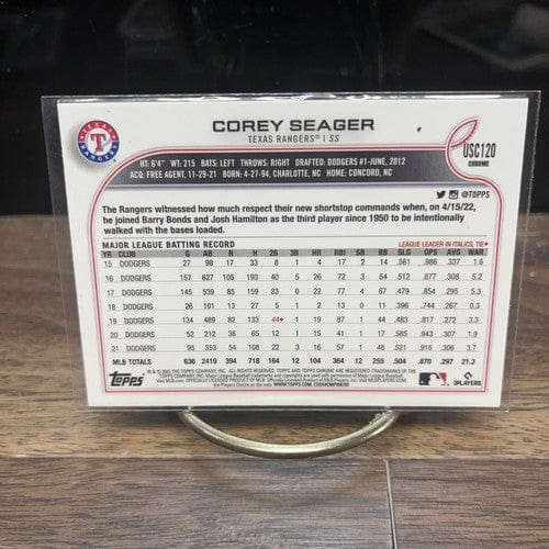 Cheap Sneaks Footwear/Sports Cards Baseball Card 2022 Topps Chrome USC120 Corey Seager Texas Rangers