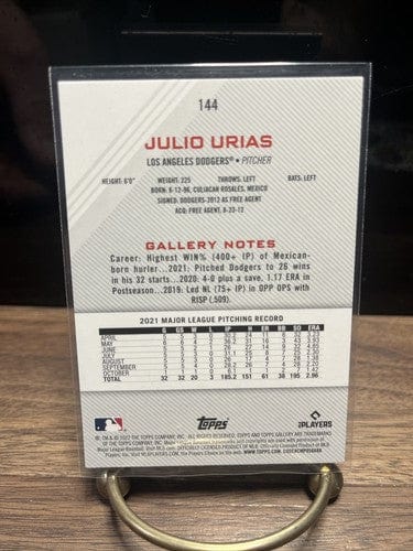 Cheap Sneaks Footwear/Sports Cards Baseball Card 2022 Topps Gallery #144 Julio Urias Los Angeles Dodgers