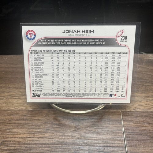 Cheap Sneaks Footwear/Sports Cards Baseball Card 2022 Topps Series 1 Jonah Heim #230 - Texas Rangers