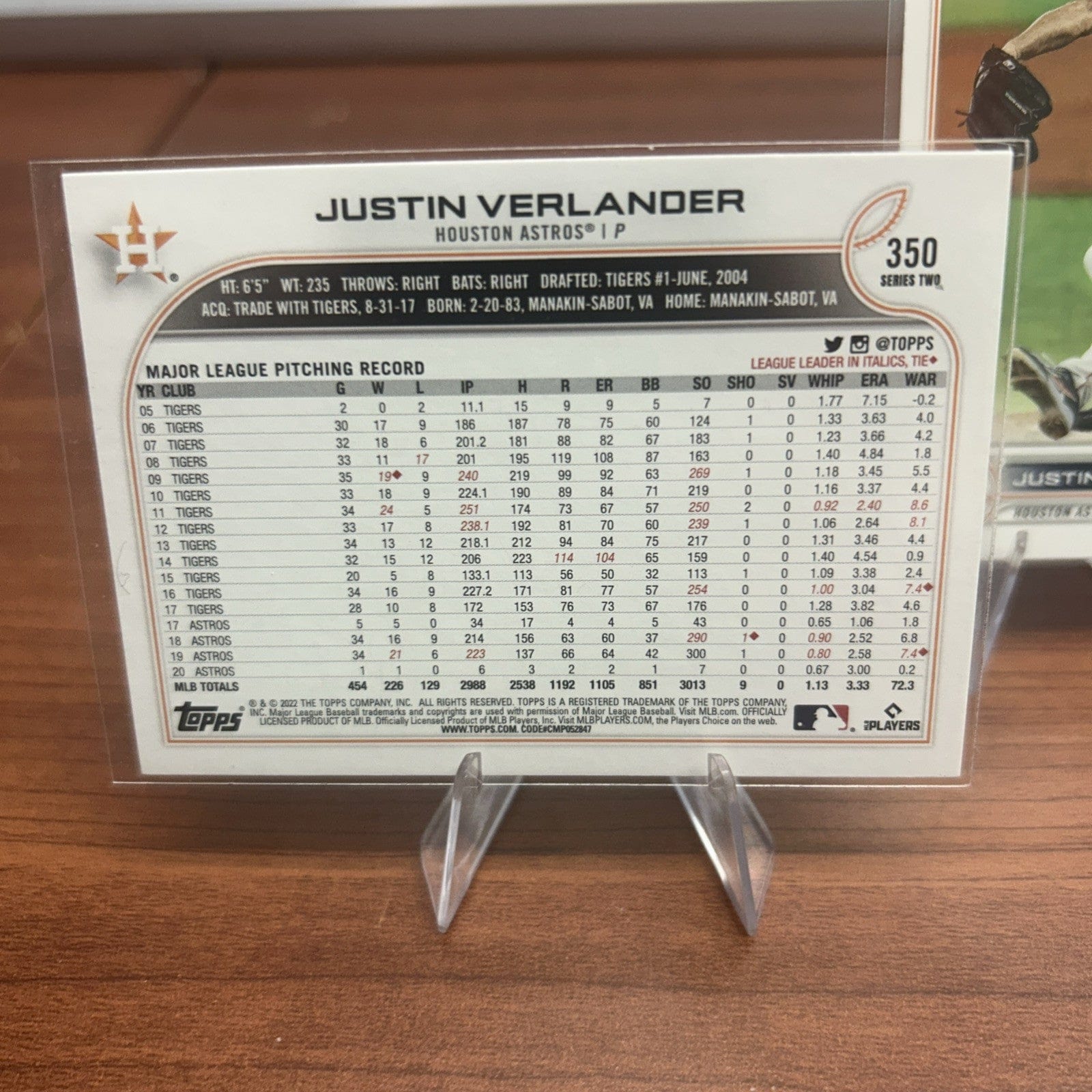 Cheap Sneaks Footwear/Sports Cards Baseball Card 2022 Topps Series 2 #350 Justin Verlander Houston Astros