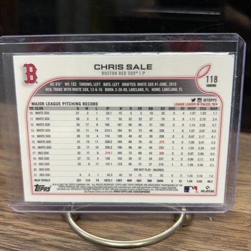 Cheap Sneaks Footwear/Sports Cards Baseball Card 2022 Topps Sonic Chrome Base #118 Chris Sale - Boston Red Sox