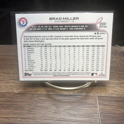 Cheap Sneaks Footwear/Sports Cards Baseball Card 2022 Topps Update Base Card Brad Miller #US91 Texas Rangers