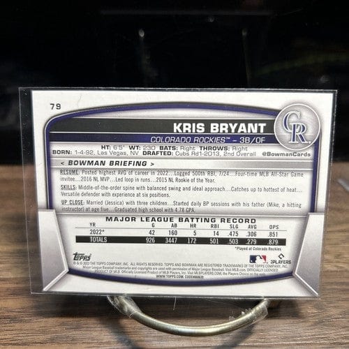 Cheap Sneaks Footwear/Sports Cards Baseball Card 2023 Bowman Base Kris Bryant Colorado Rockies #79 Chicago Cubs