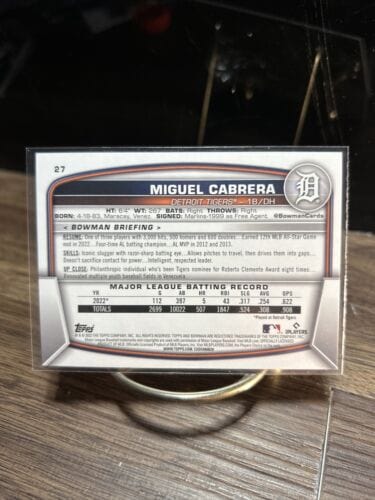 Cheap Sneaks Footwear/Sports Cards Baseball Card 2023 Bowman Baseball # 27 Miguel Cabrera Detroit Tigers Future HOF!!