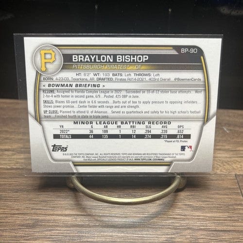 Cheap Sneaks Footwear/Sports Cards Baseball Card 2023 Bowman Baseball Braylon Bishop #BP-90 1st Paper Prospect Pirates