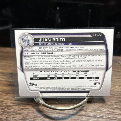 Cheap Sneaks Footwear/Sports Cards Baseball Card 2023 Bowman #BP-77 Juan Brito Colorado 1st Bowman Rockies Baseball Car