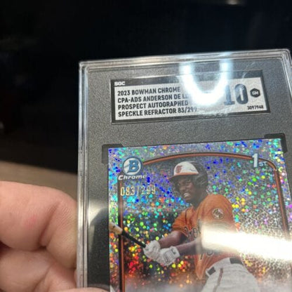Cheap Sneaks Footwear/Sports Cards Baseball Card 2023 Bowman Chrome Anderson De Los Santos Speckle Auto 83 /299   SGC 1