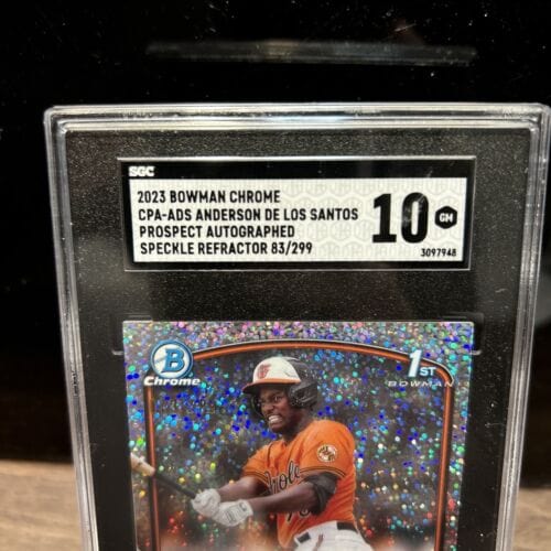 Cheap Sneaks Footwear/Sports Cards Baseball Card 2023 Bowman Chrome Anderson De Los Santos Speckle Auto 83 /299   SGC 1