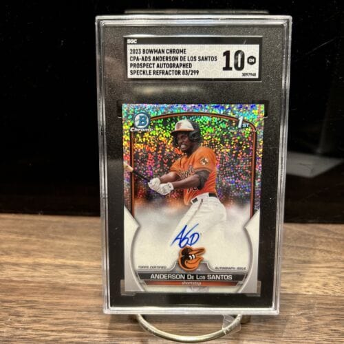 Cheap Sneaks Footwear/Sports Cards Baseball Card 2023 Bowman Chrome Anderson De Los Santos Speckle Auto 83 /299   SGC 1