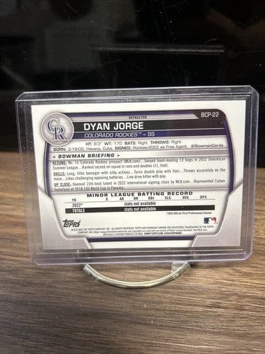 Cheap Sneaks Footwear/Sports Cards Baseball Card 2023 Bowman Chrome Dyan Jorge BCP-22 1st Chrome Lunar Glow Refractor R