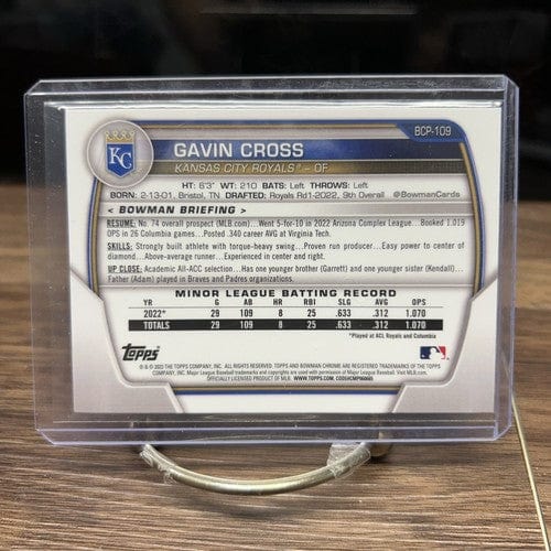 Cheap Sneaks Footwear/Sports Cards Baseball Card 2023 Bowman Chrome Gavin Cross #BCP-109 Kansas City Royals Prospect