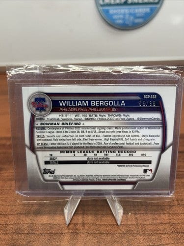 Cheap Sneaks Footwear/Sports Cards Baseball Card 2023 Bowman Chrome Green Mojo Refractor William Bergolla /99 Phillies