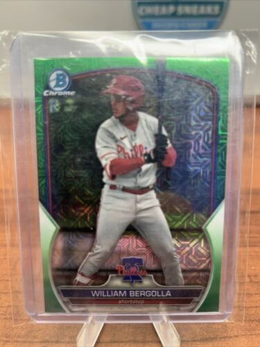Cheap Sneaks Footwear/Sports Cards Baseball Card 2023 Bowman Chrome Green Mojo Refractor William Bergolla /99 Phillies