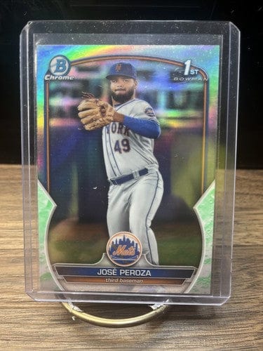 Cheap Sneaks Footwear/Sports Cards Baseball Card 2023 Bowman Chrome Jose Peroza Lunar Glow Refractor New York Mets #BCP