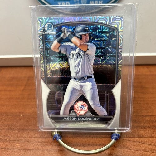 Cheap Sneaks Footwear/Sports Cards Baseball Card 2023 Bowman Chrome Mega Box Jasson Dominguez Mojo Refractor #BCP-18 -