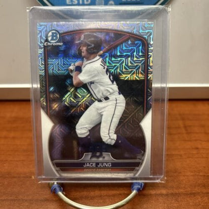 Cheap Sneaks Footwear/Sports Cards Baseball Card 2023 Bowman Chrome Mega Box Mojo Refractor - Jace Jung # BCP215. Detro