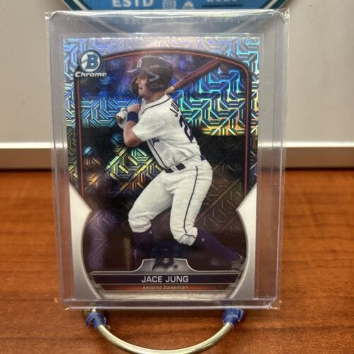 Cheap Sneaks Footwear/Sports Cards Baseball Card 2023 Bowman Chrome Mega Box Mojo Refractor - Jace Jung # BCP215. Detro