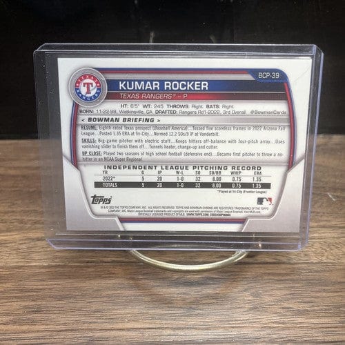 Cheap Sneaks Footwear/Sports Cards Baseball Card 2023 Bowman Chrome Prospects #BCP-39 Kumar Rocker Texas Rangers