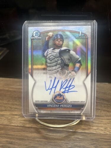 Cheap Sneaks Footwear/Sports Cards Baseball Card 2023 Bowman Chrome Vincent Perozo 1st Bowman Refractor Auto 34/499 Met