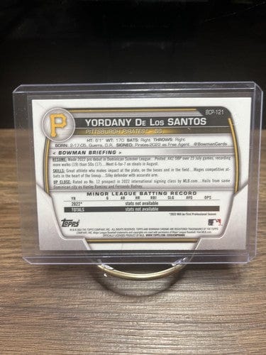 Cheap Sneaks Footwear/Sports Cards Baseball Card 2023 Bowman Draft Chrome Prospects Yordany De Los Santos BCP-121 Pirat