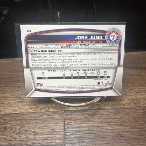 Cheap Sneaks Footwear/Sports Cards Baseball Card 2023 Bowman Josh Jung #43  RC Texas Rangers Baseball Card