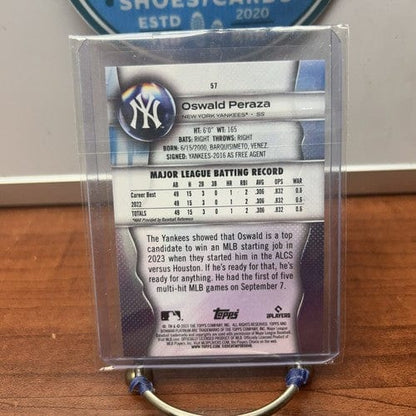 Cheap Sneaks Footwear/Sports Cards Baseball Card 2023 Bowman Platinum Oswald Peraza Ice Foil Parallel Rookie RC #57