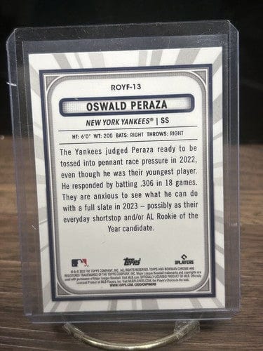 Cheap Sneaks Footwear/Sports Cards Baseball Card 2023 Bowman, Rookie of the Year Favorites, Oswald Peraza, NY Yankees,