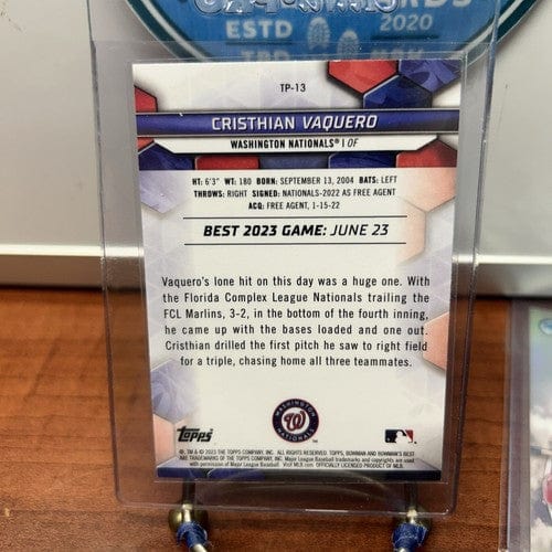 Cheap Sneaks Footwear/Sports Cards Baseball Card 2023 Bowman's Best - Top Prospects #TP-13 Cristhian Vaquero Washington