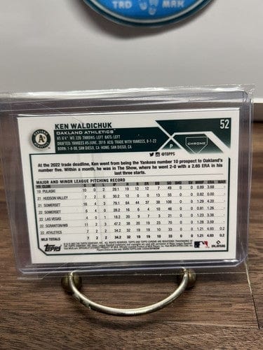 Cheap Sneaks Footwear/Sports Cards Baseball Card 2023 Topps Ken Waldichuk RC Oakland A's Chrome Purple Logofactor Refra