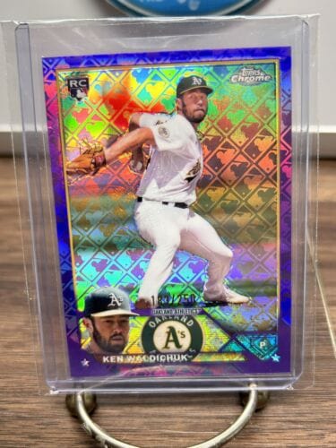 Cheap Sneaks Footwear/Sports Cards Baseball Card 2023 Topps Ken Waldichuk RC Oakland A's Chrome Purple Logofactor Refra