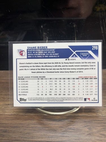 Cheap Sneaks Footwear/Sports Cards Baseball Card 2023 Topps Series 1 #298 Shane Bieber Cleveland Guardians