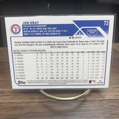 Cheap Sneaks Footwear/Sports Cards Baseball Card 2023 Topps Series 1 - #73 Jon Gray Texas Rangers
