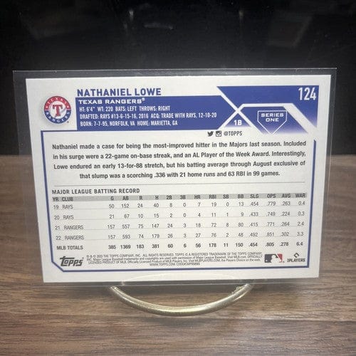Cheap Sneaks Footwear/Sports Cards Baseball Card 2023 Topps Series 1 Baseball Nathaniel Lowe #124 Texas Rangers