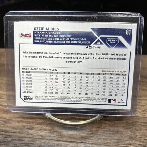 Cheap Sneaks Footwear/Sports Cards Baseball Card 2023 Topps Series 1 Ozzie Albies #81 Atlanta Braves